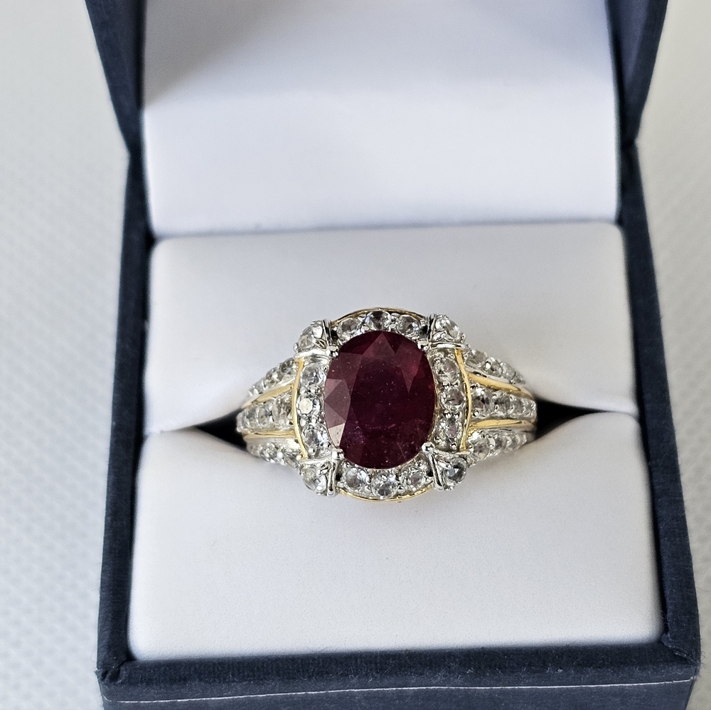 Victoria Wieck Ruby Ring Sterling Silver & 14K Yellow Gold Size 9.5! - Picture 9 of 12